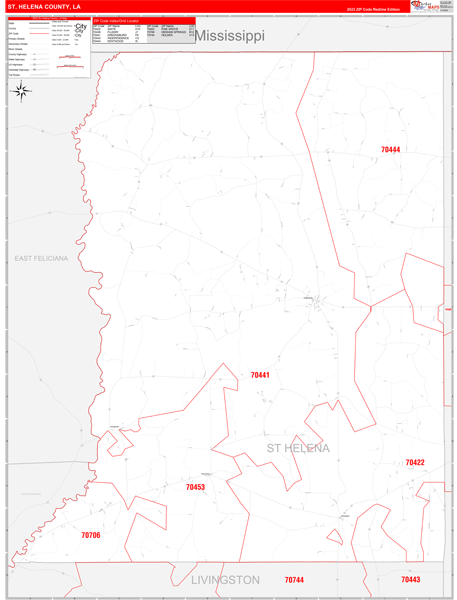 St. Helena Parish (County), LA Zip Code Wall Map